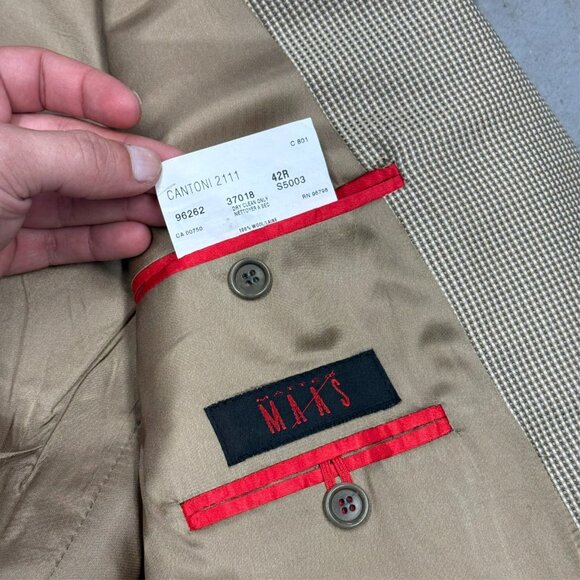 Coppley Hopsack Blazer Wool Sport Coat "Cantoni" Beige 42R - Picture 9 of 9